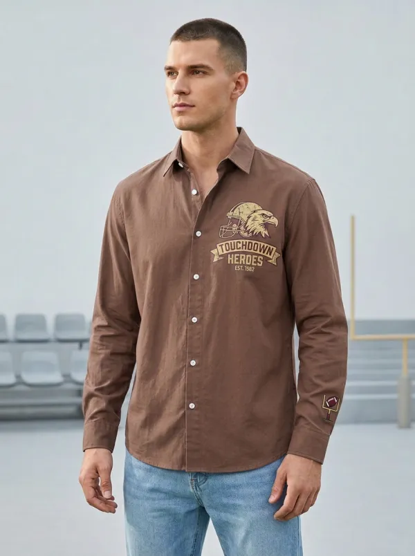 Men's American Football Touchdown Heroes Eagle Printed Shirt