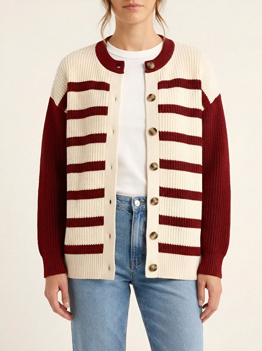 Rugby Striped Knit Cardigan