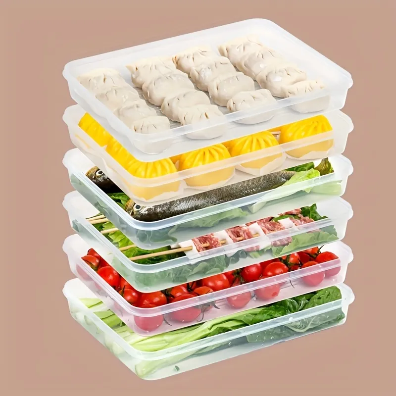 Durable Airtight Plastic Containers, Kitchen Essential for Storing Dumplings and Prepared Meals