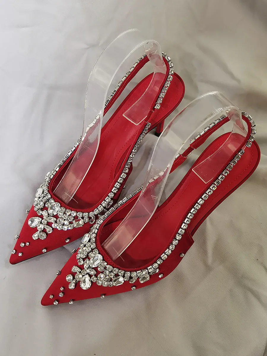 Daisy Crystal Closed-Toe High-Heeled Sandals