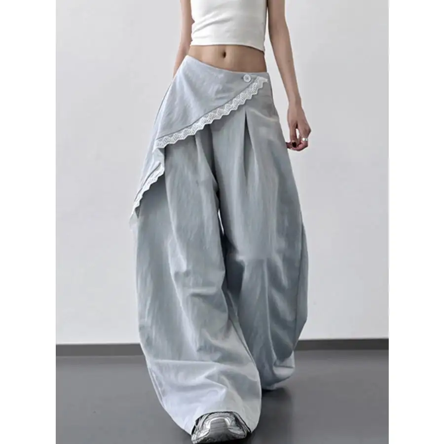 Classic Lace Detail Wide Leg Pants
