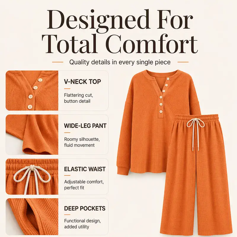 ⌛Limited-Time Offer-Women's Waffle Knit Lounge Set