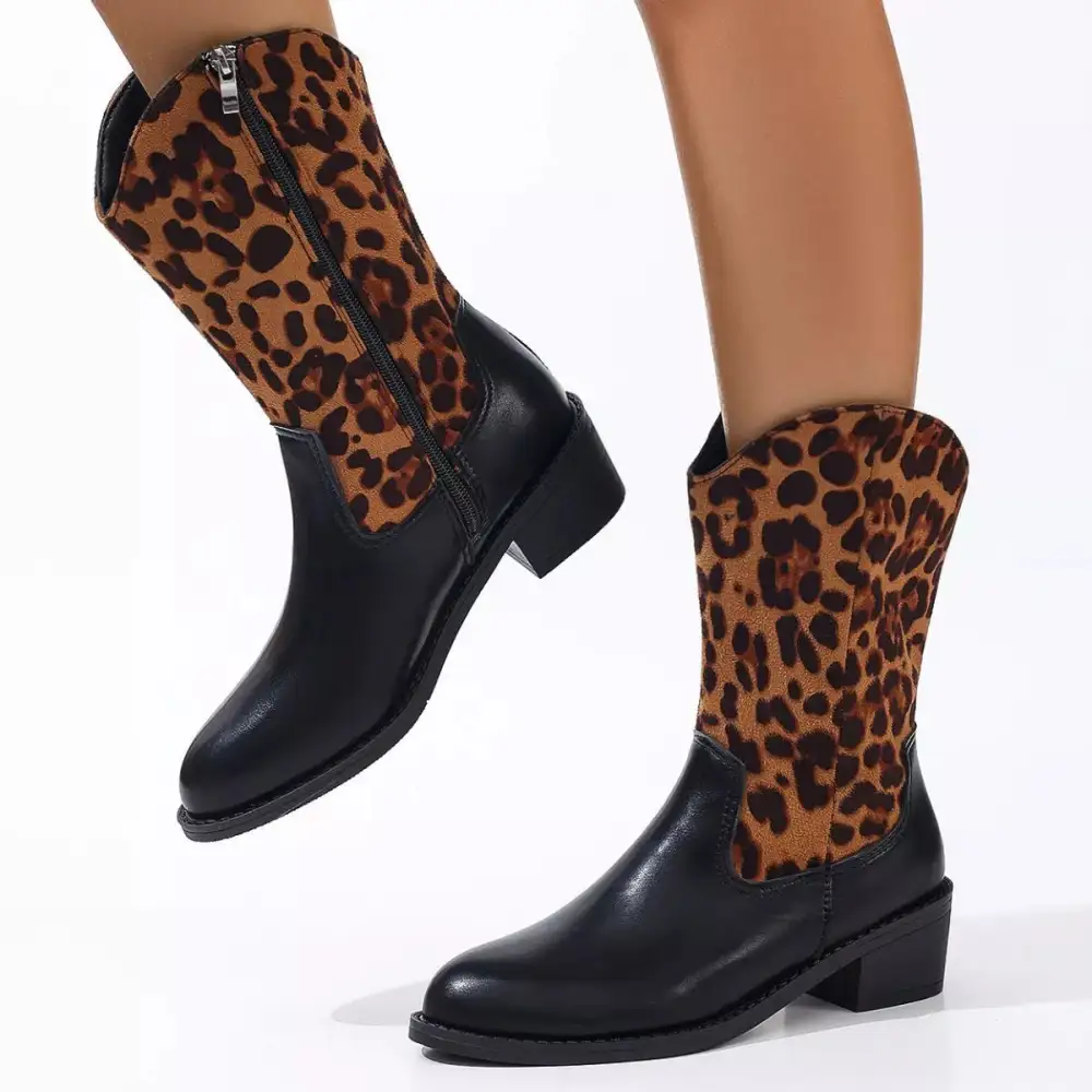 Wrap Point Toe Block Heels Boots