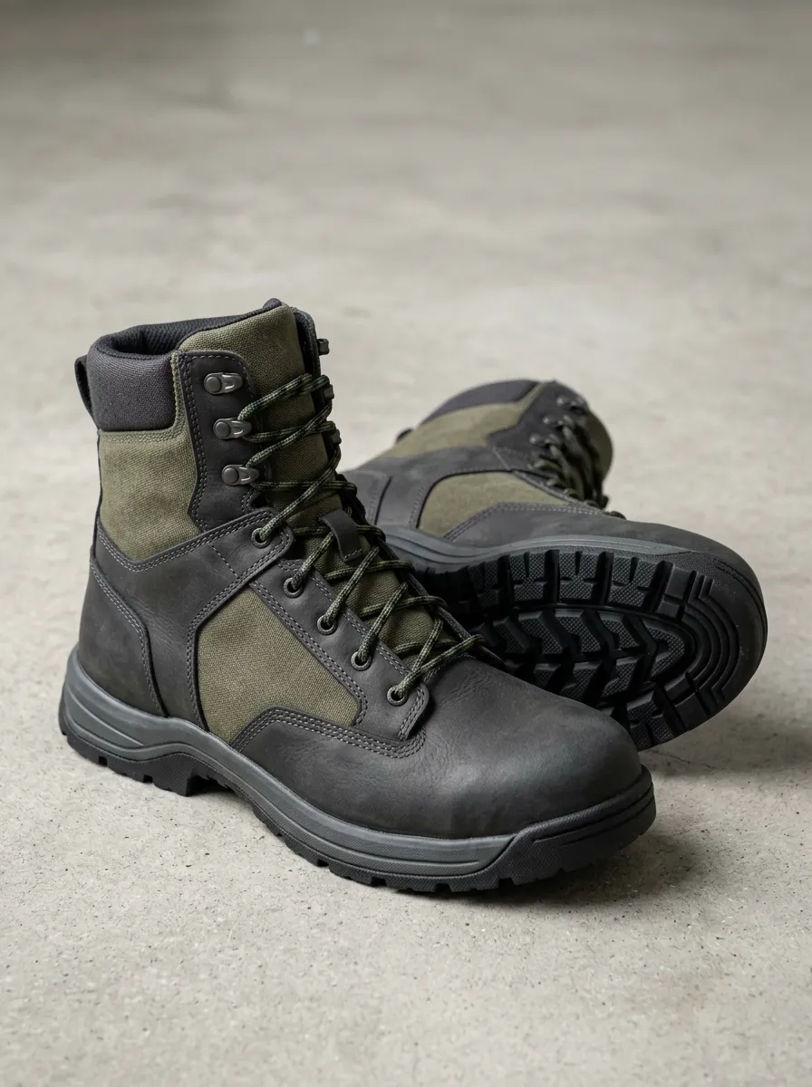 Unisex Tactical Outdoor Canvas Leather Print Work Boots