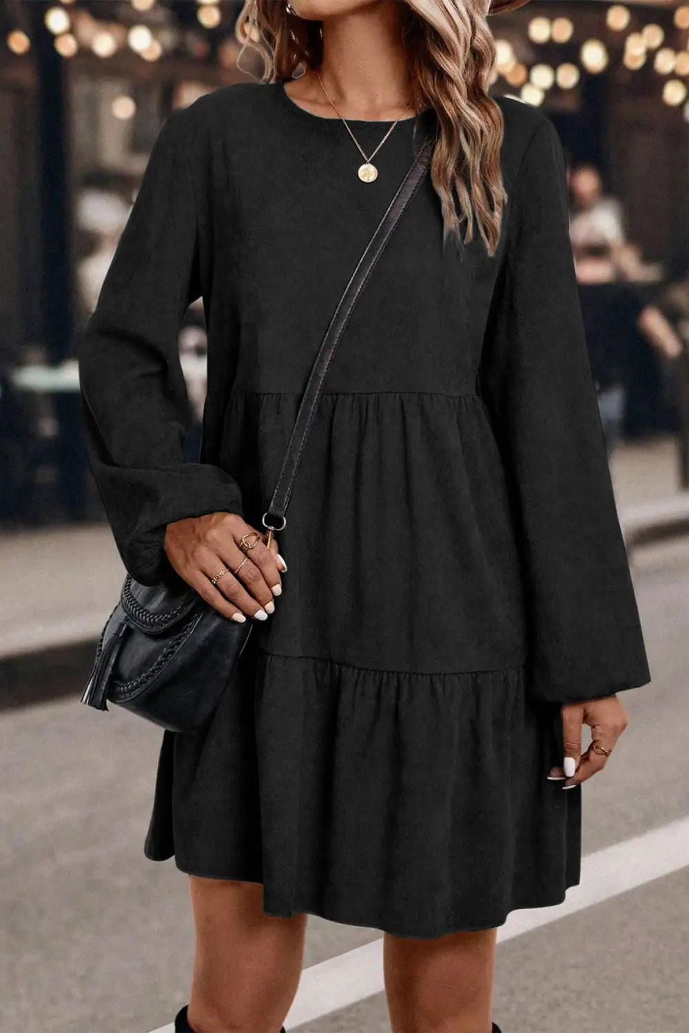 Versatile Tiered Tie Detail Mini Dress