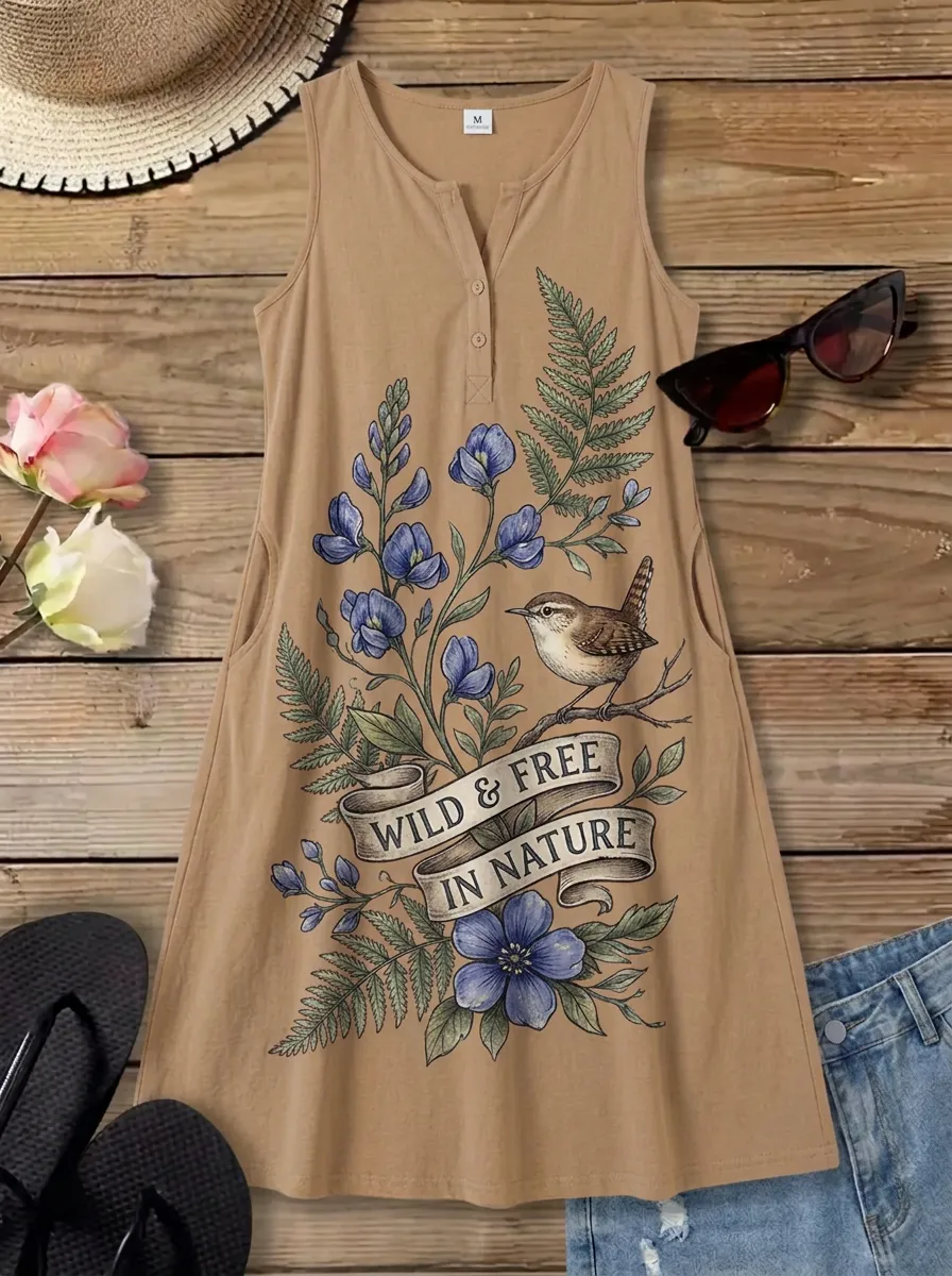 Nature Lover Bird Floral Wild And Free Tank Top