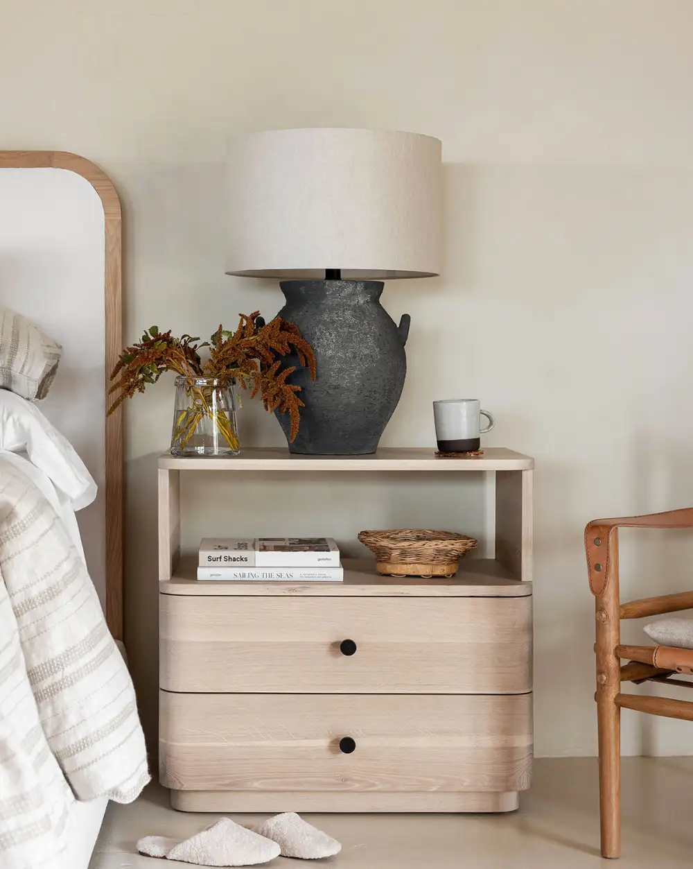 Drum-Shade Linen Table Lamp