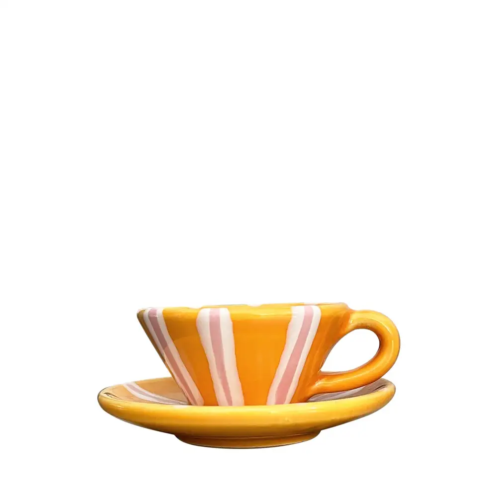 Artisan-Made Ceramic Espresso Cup With Saucer