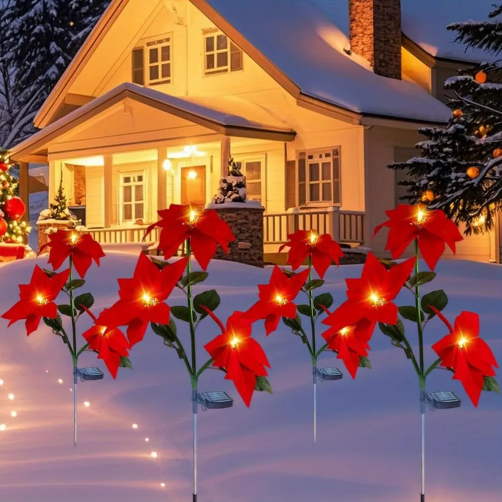 2 Pcs Outdoor Flower Solar Lights