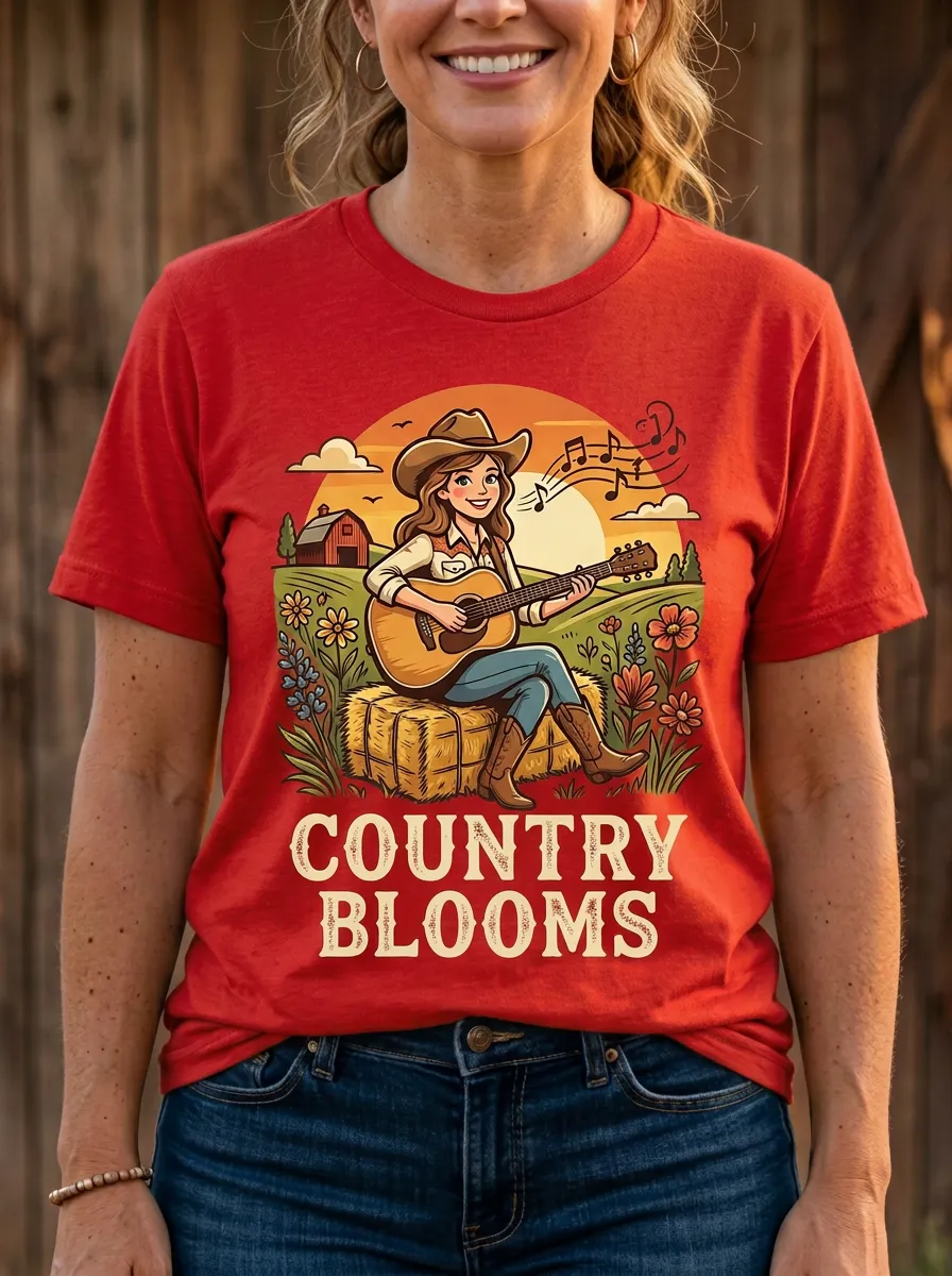 Guitar Country Music Graphic T-Shirt