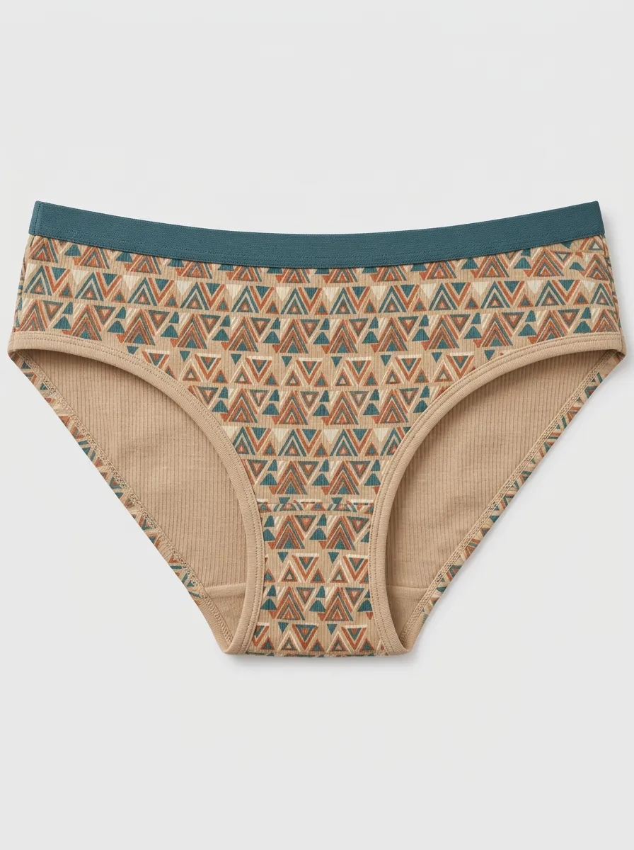Women's Patterned Panties with Geometric Triangle Detail
