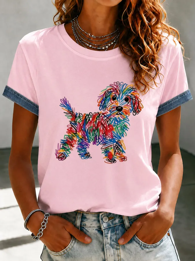 Women's Cute Dog Printed T-shirt