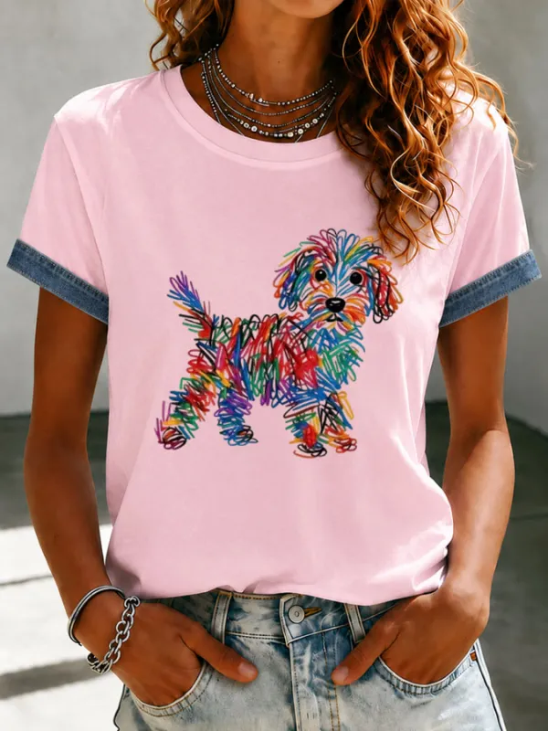 Women's Cute Dog Printed T-shirt