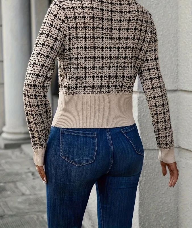 Tweed Button Front Knit Cardigan