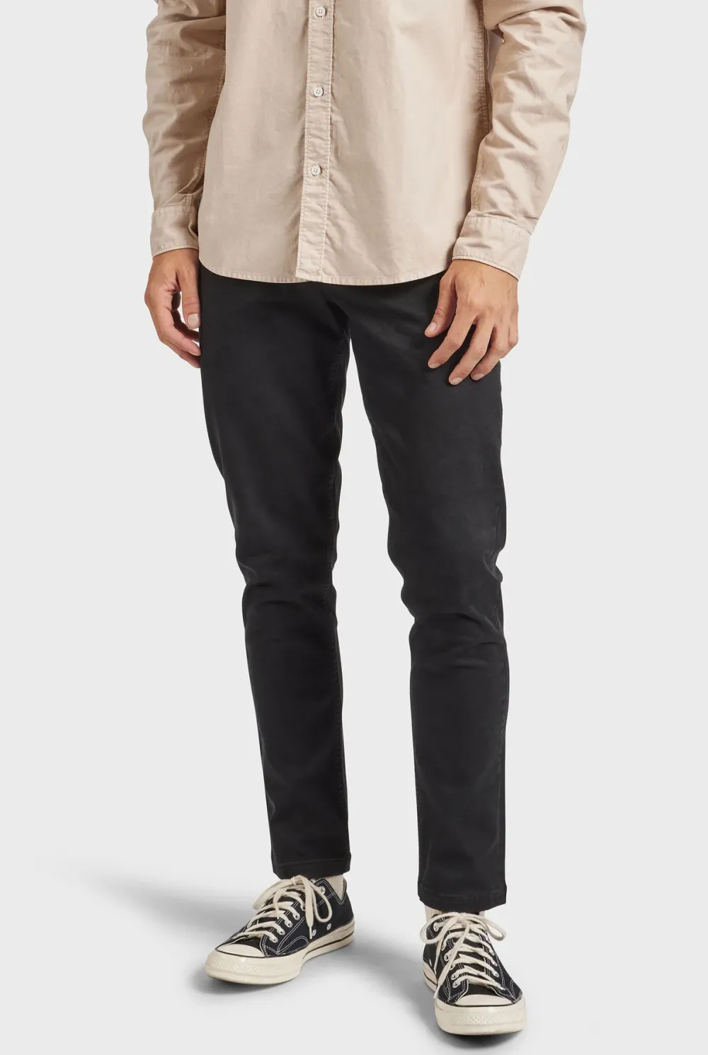Relaxed Tapered Cotton Twill Casual Trousers