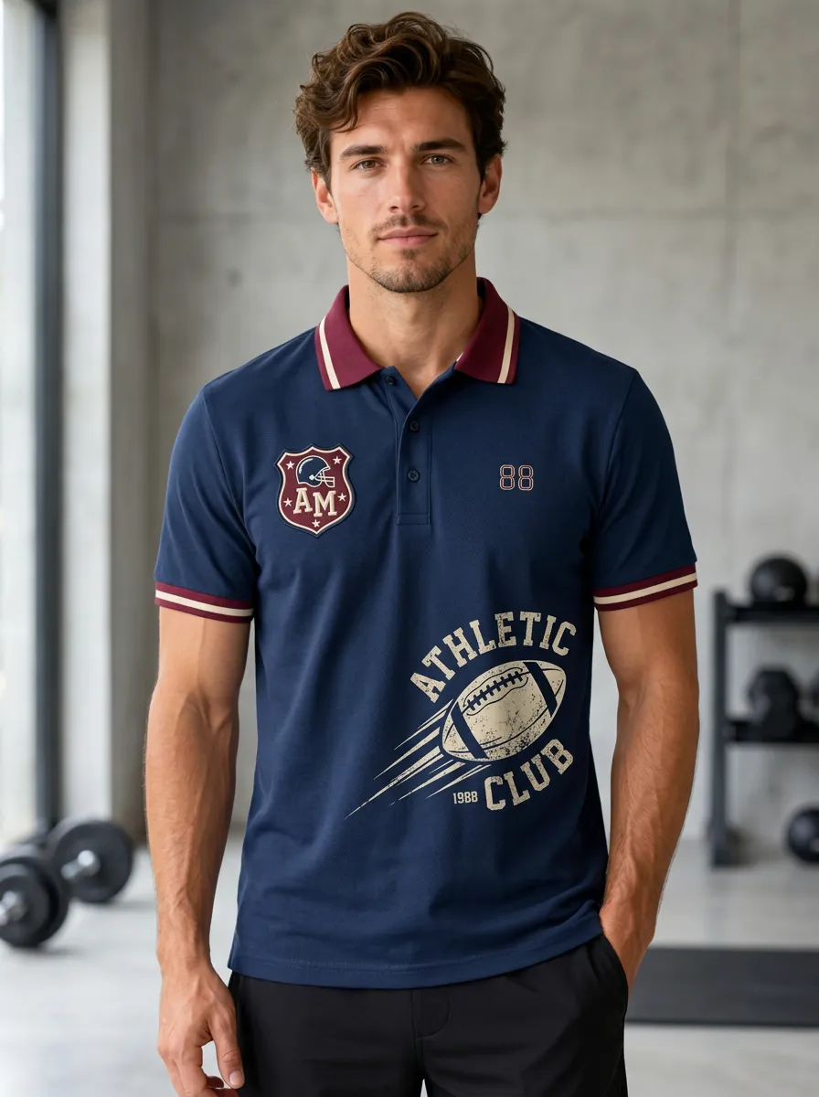 Men's Graphic Gridiron Helmet Graphic Polo Shirt