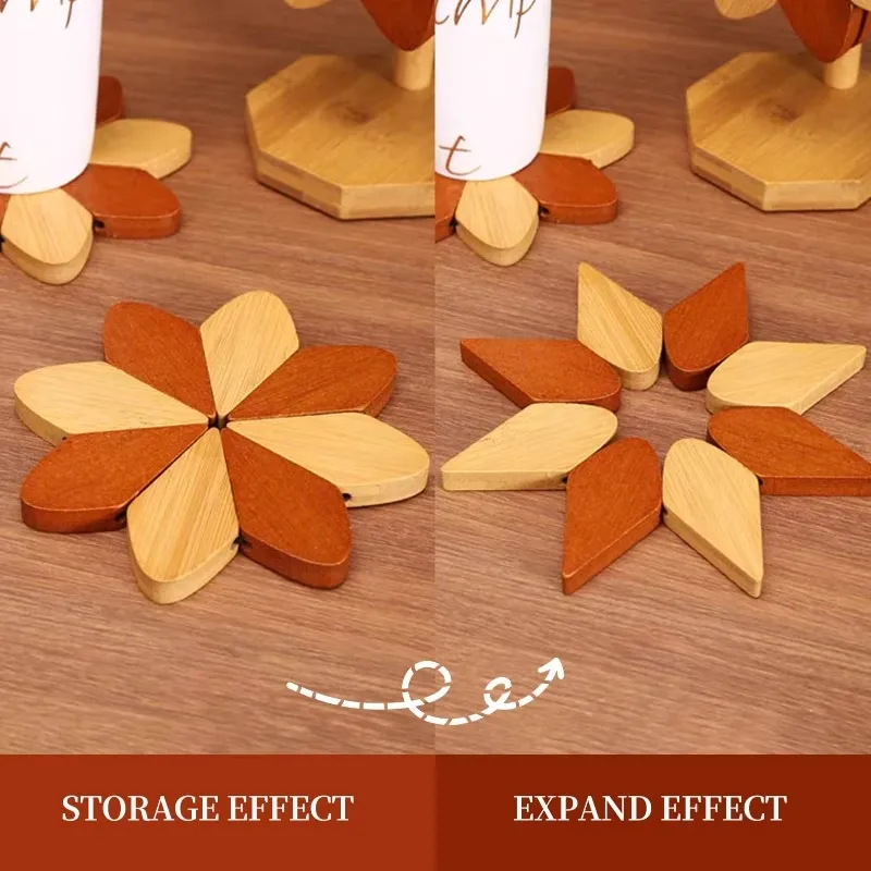 Wooden Flower Coaster Set