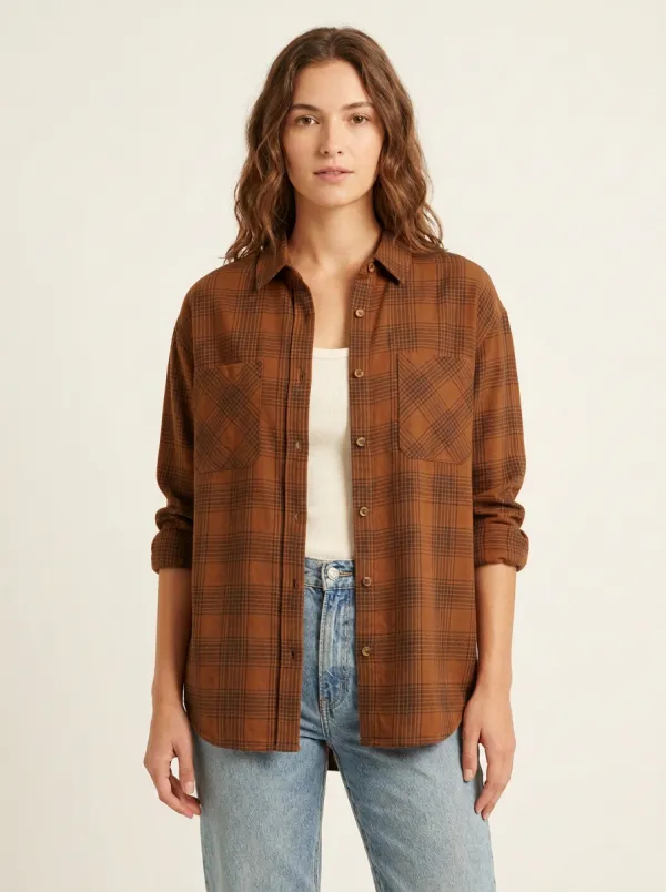 Structured Printed Plaid Plaid Long-Sleeve Shirt