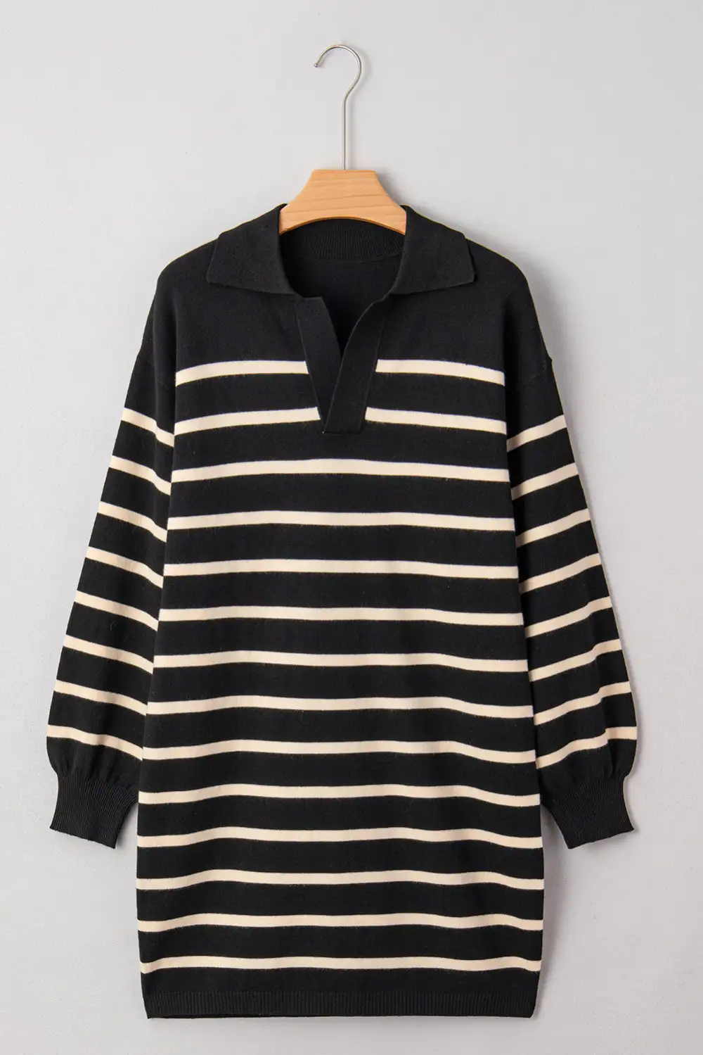 Clean Line Striped Puff Sleeve Mini Dress