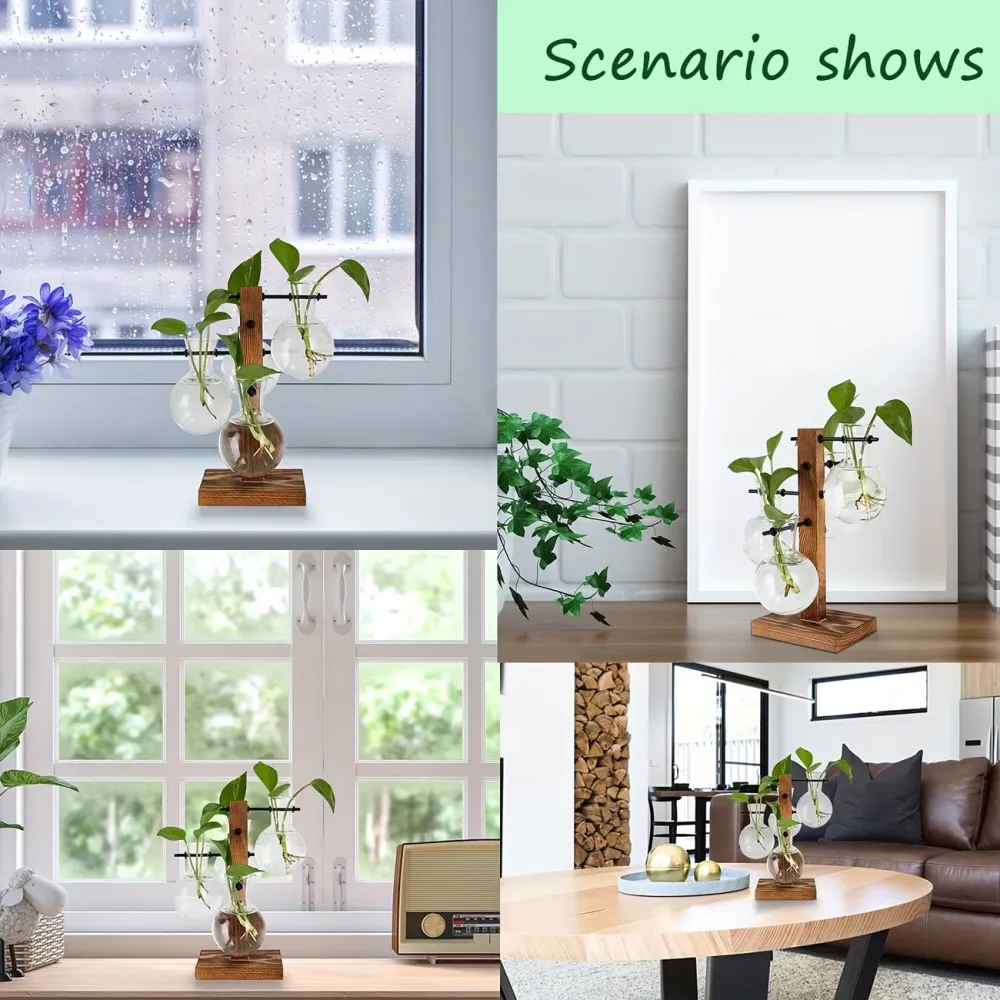Wooden Stand Hydroponic Planters