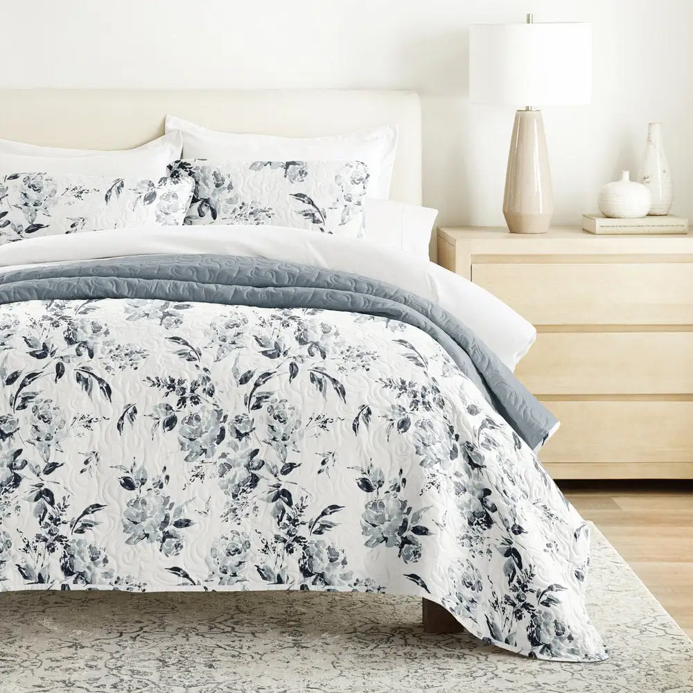 Rose Garden Reversible Quilted Coverlet Set