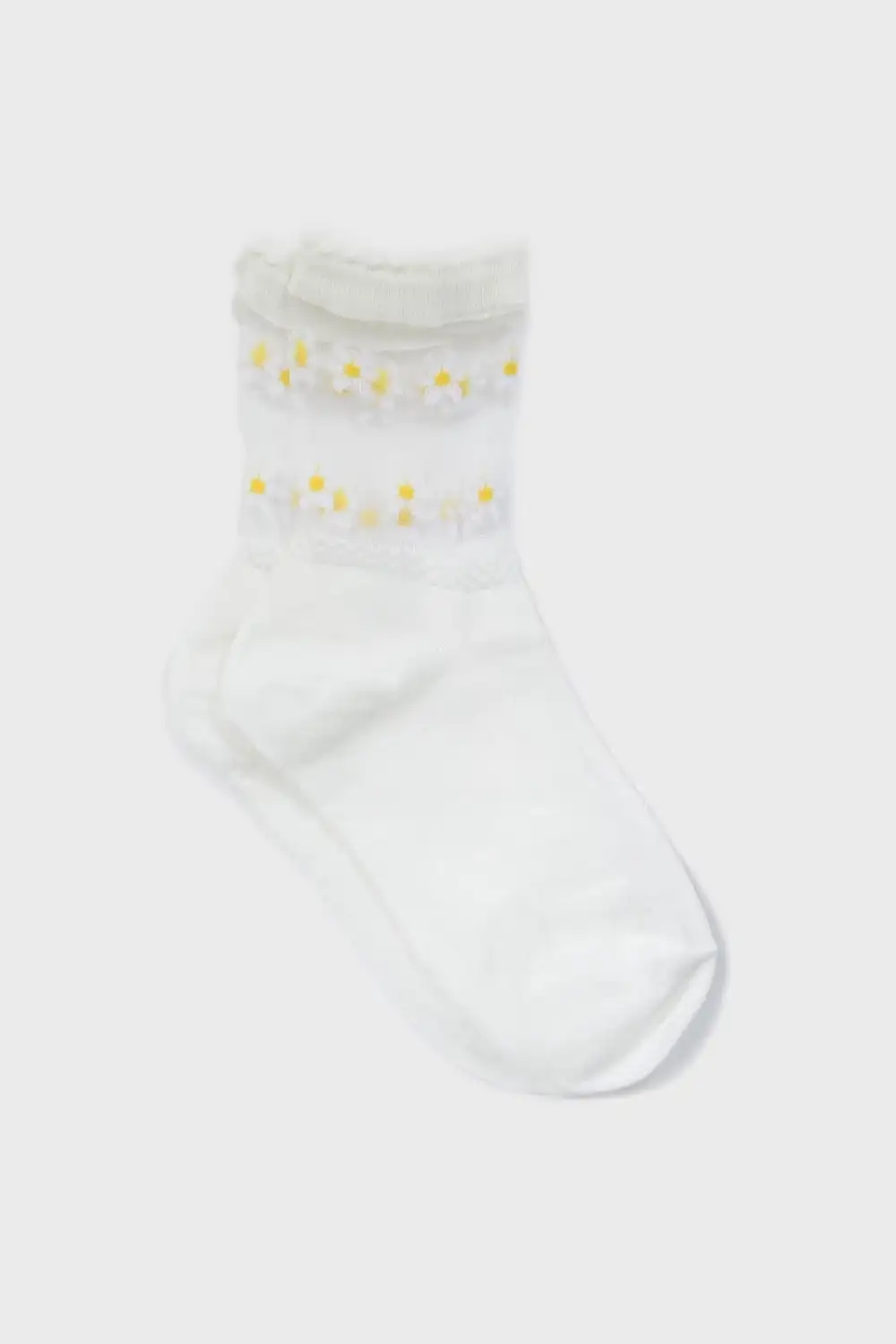 Classic Sheer Daisies Ankle Block Socks