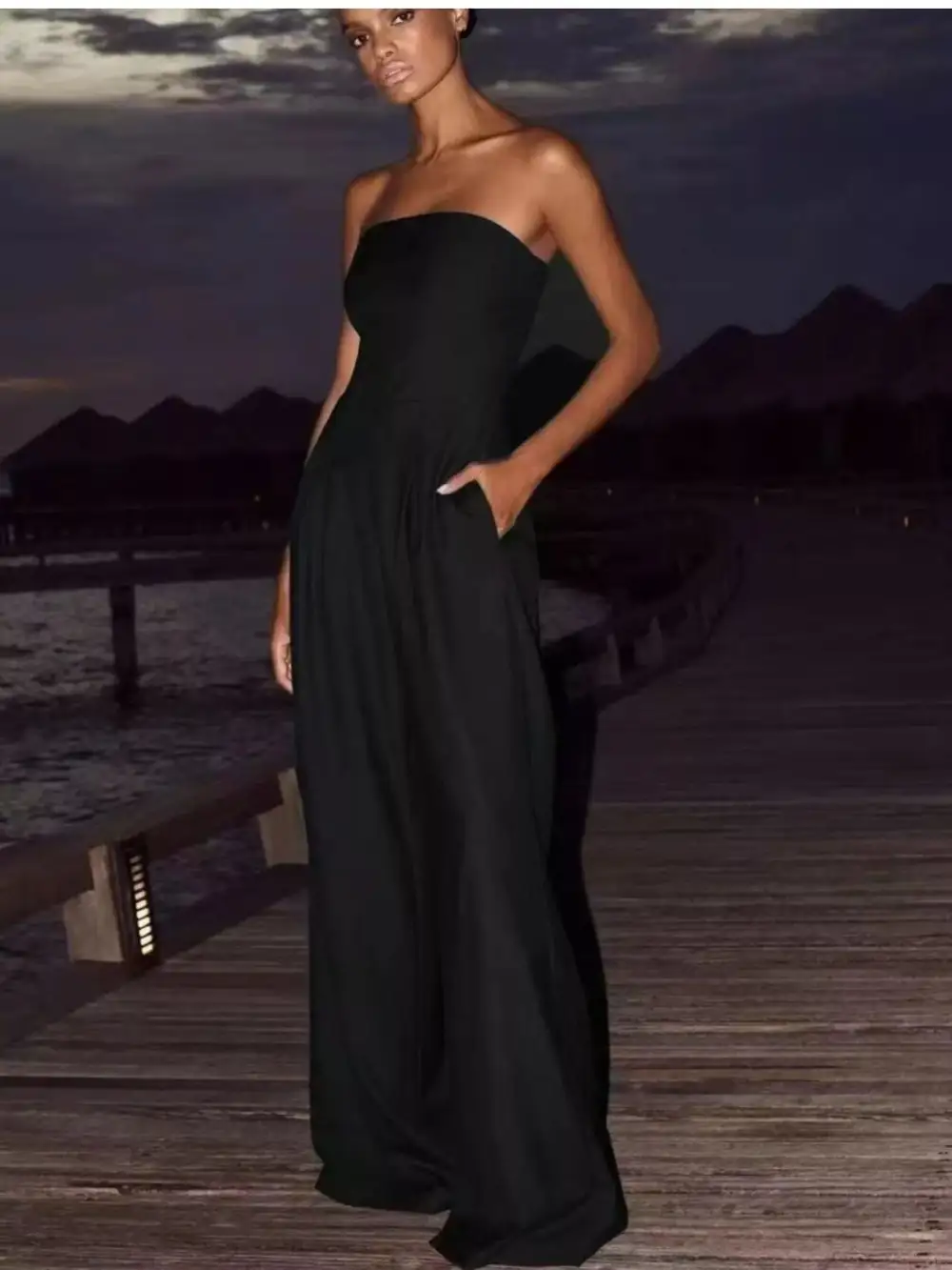Strapless Wide Leg Jumpsuit