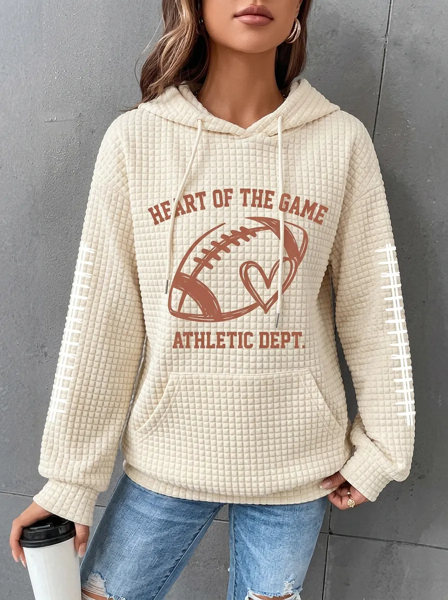 Women's Team Spirit Inspired Gridiron Heart Ball Graphic Hoodie