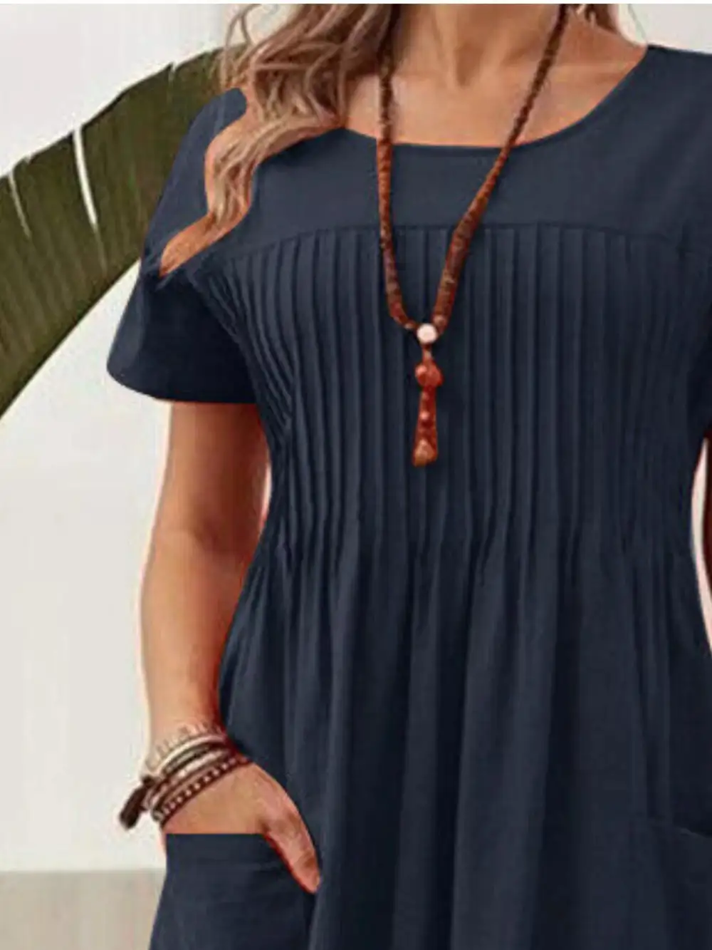 Full Size Round Neck Short Sleeve Midi Dress Plus Size