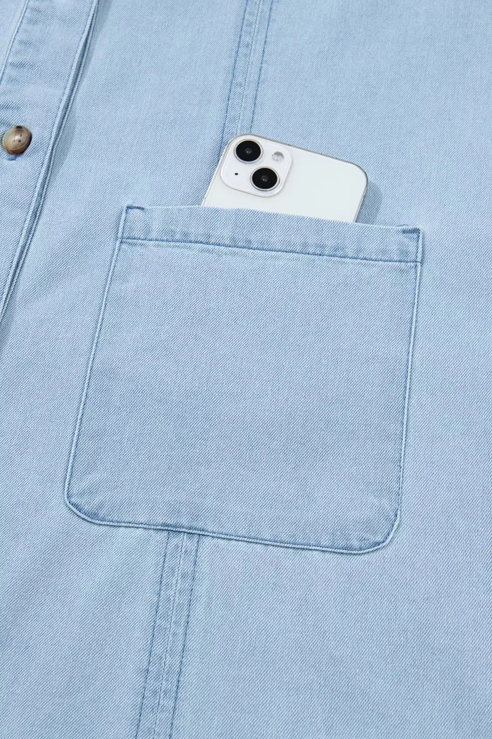 Denim Pocketed Ruffle Dress Casual
