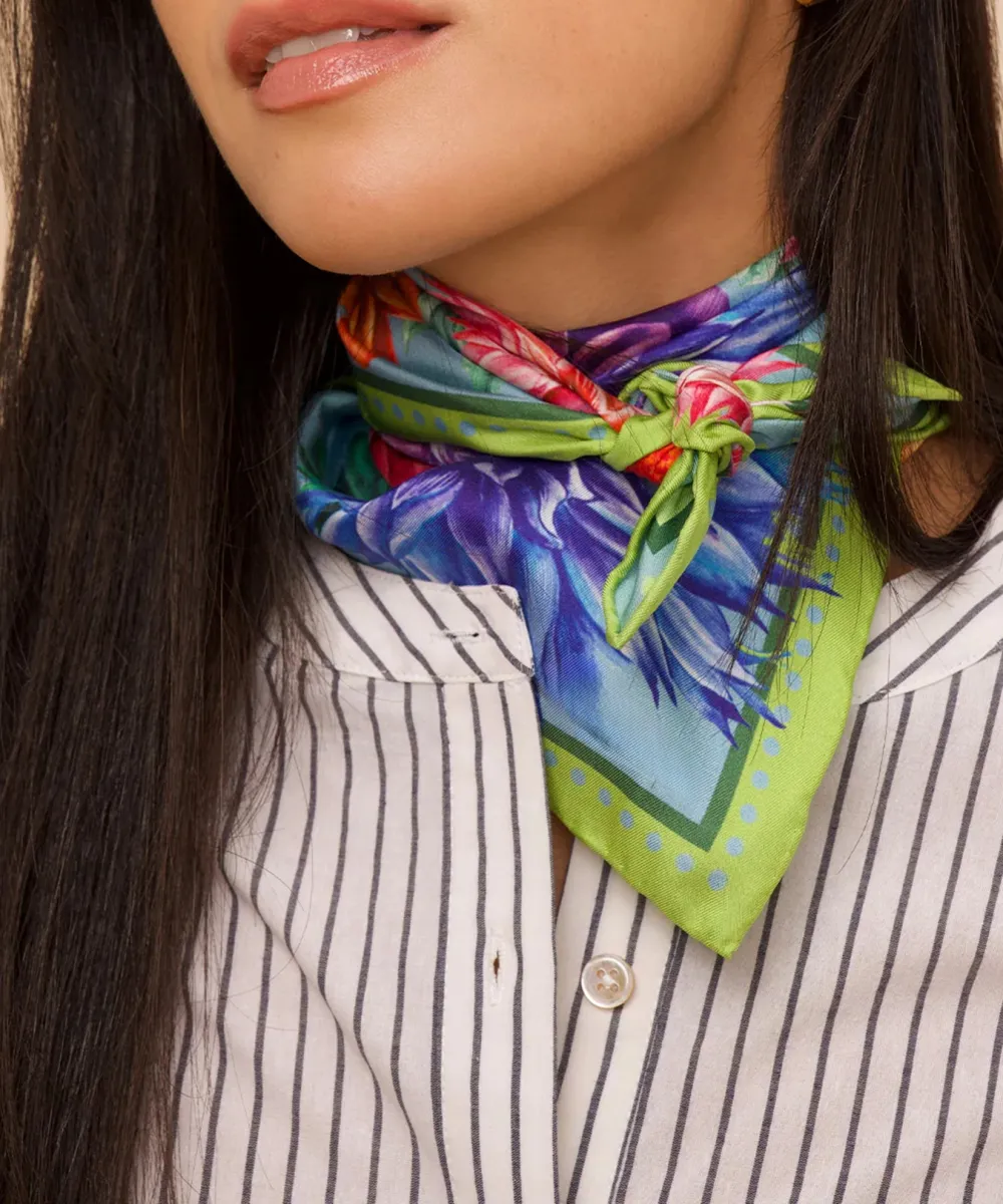 Floral Casual Style Silk Bandana