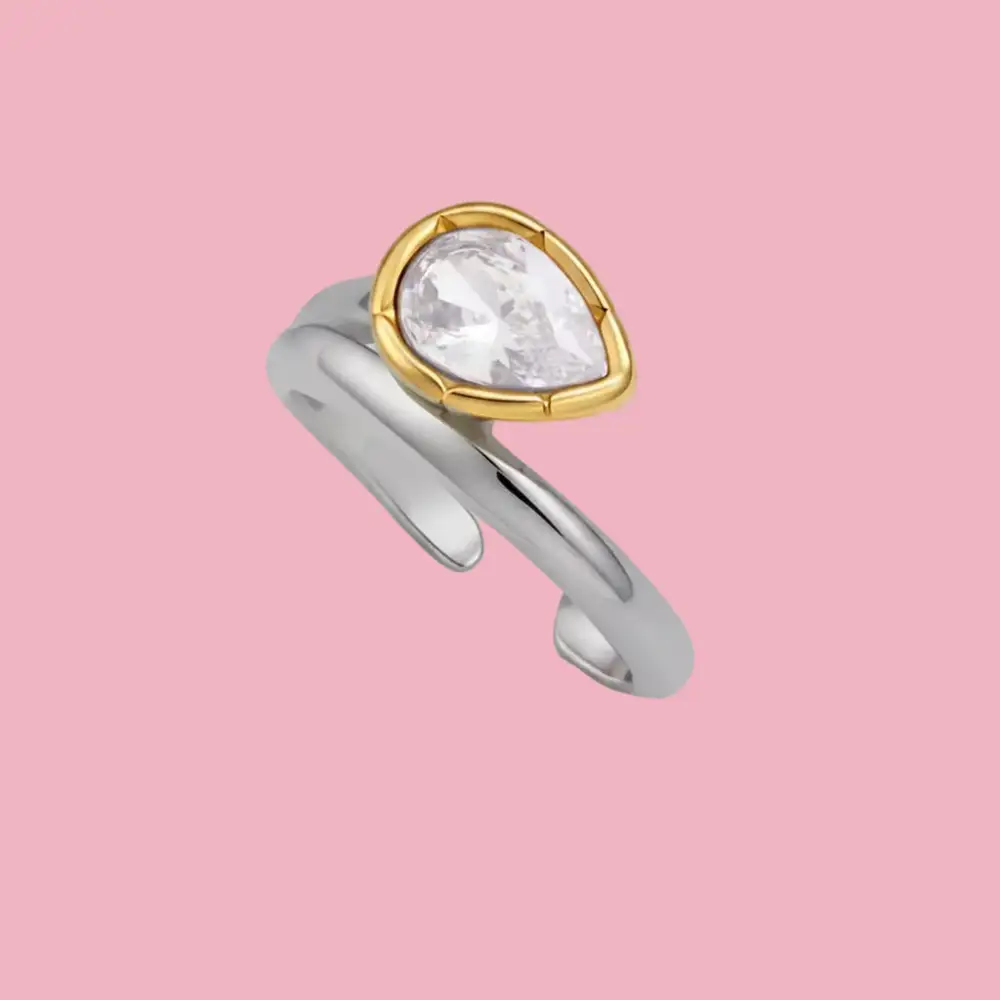 Mixed Finish Pear Cut Ring