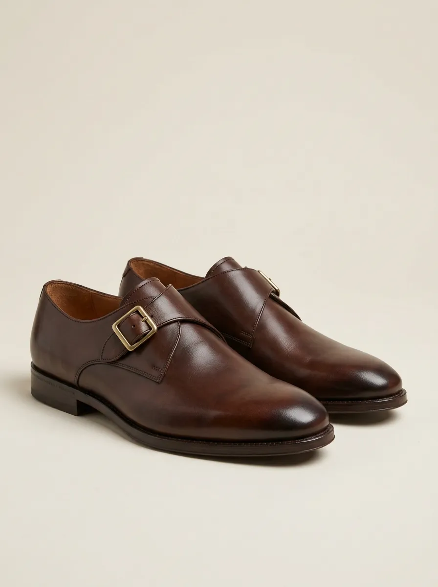 Men's Versatile Classic Business Leather Single Monk Strap Shoes