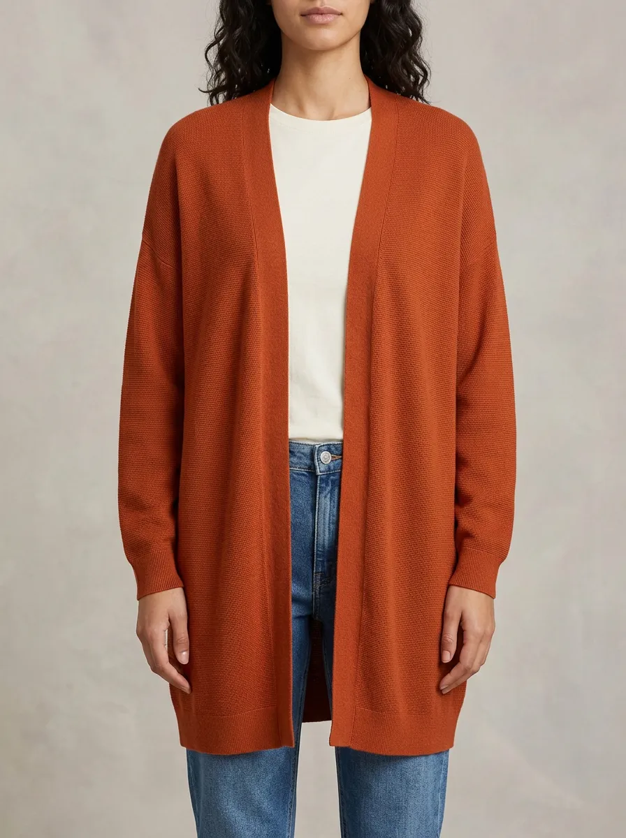 Polished Open-Front Knit Cardigan