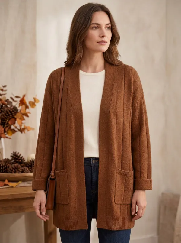 Relaxed Ribbed-Knit Knit Cardigan