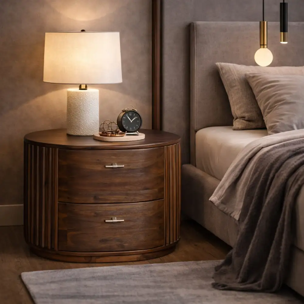 Solid Acacia Drawer Nightstand
