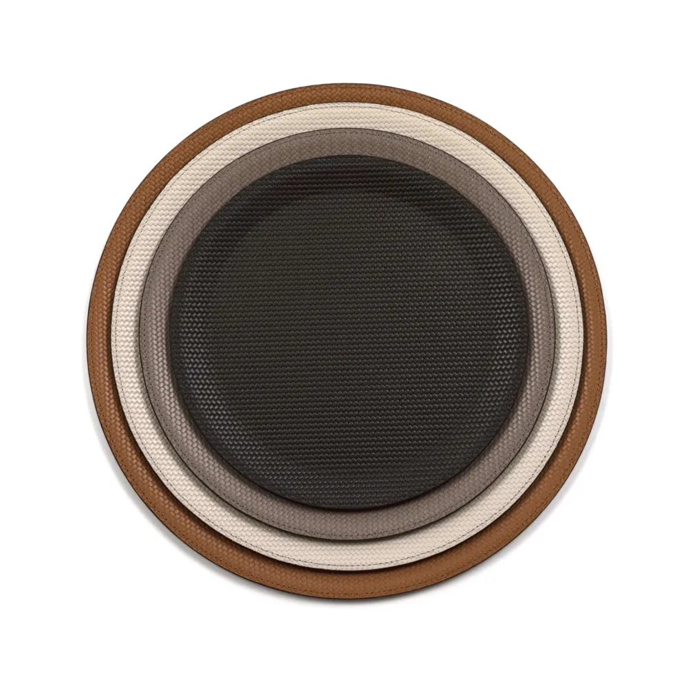 Round Calf Leather Tray