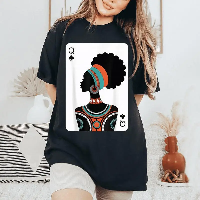 Black Woman Queen Card Women's Oversized Comfort T-Shirt