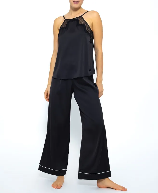 Black Lace Satin Top