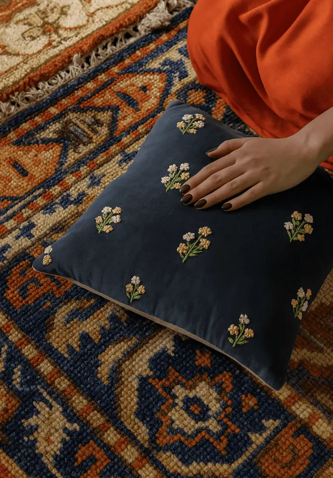 Floral Paisley Velvet Decorative Cushion Cover