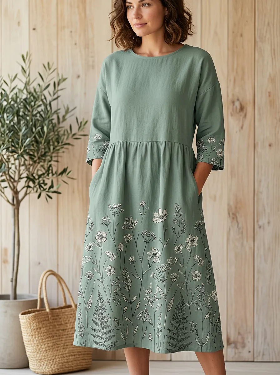 Botanical Garden Wildflower Midi Dress