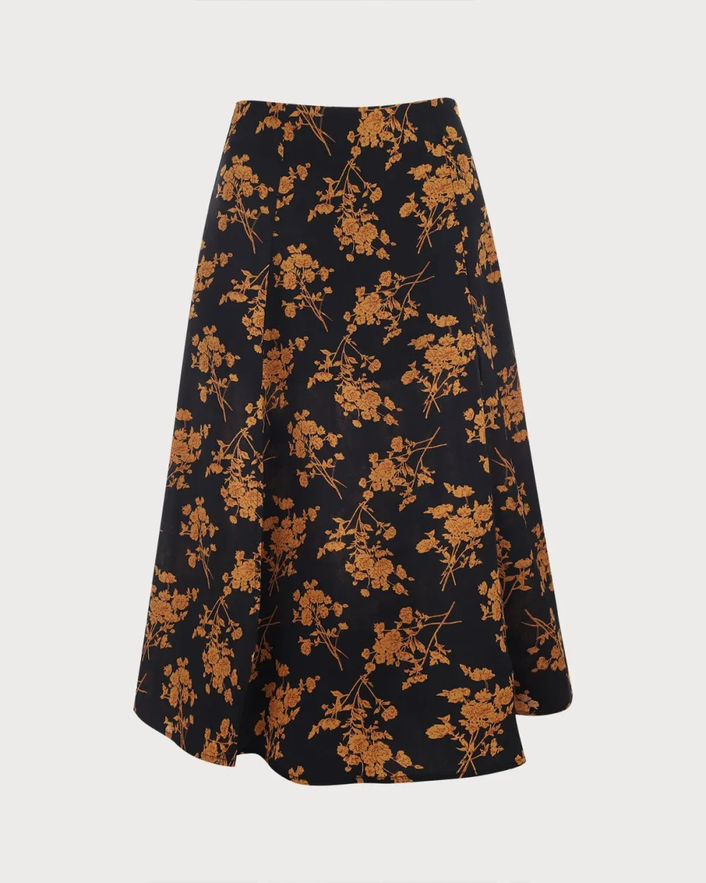 Plants Print Black Skirt