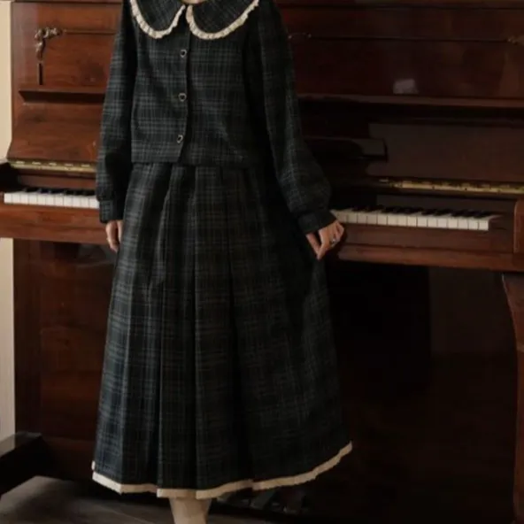 Polished Seaside Everyday Casual Plaid Skirt