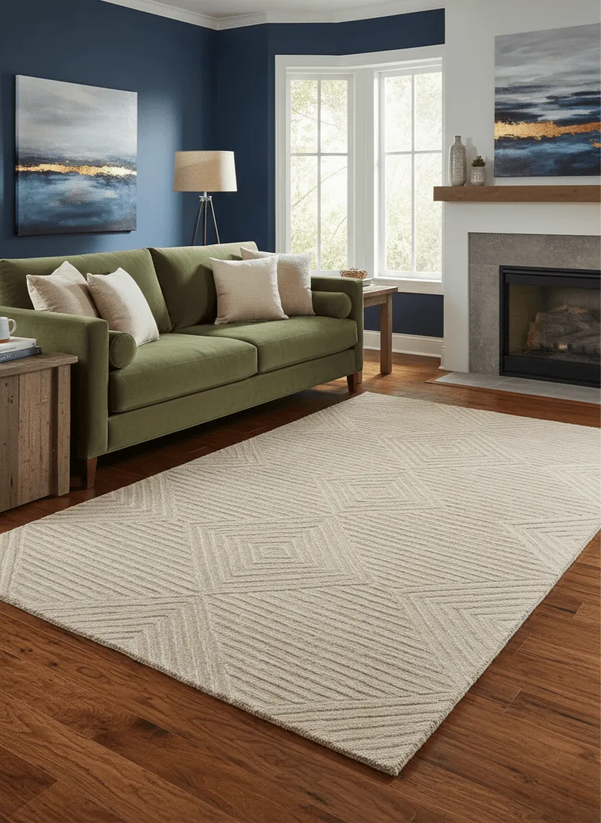 Hand Tufted Geometric Textured Wool Area Rug