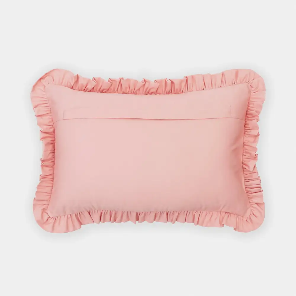Pink Applique Ruffle Cushion Cover