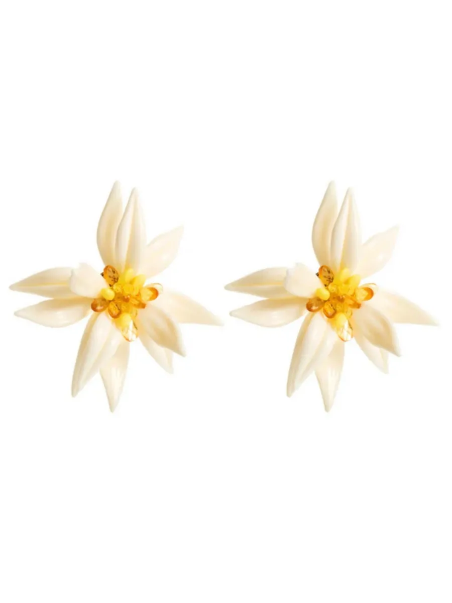 Seraphina 3D Orchid Flower Statement Earrings