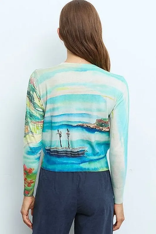 Cotton Silk Button-Front Cardigan
