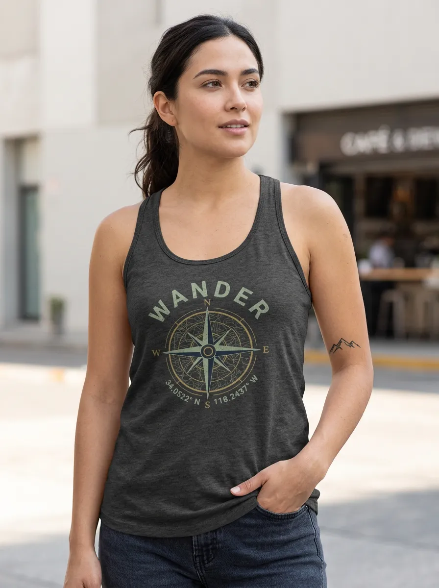 Wander Compass Coordinates Tank Top