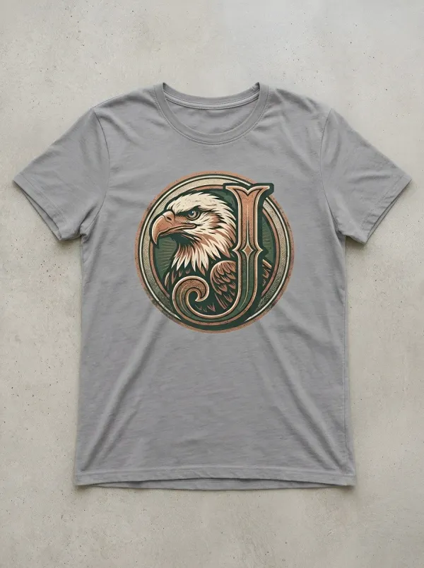 Women's Eagle Letter J Initial Graphic Tee