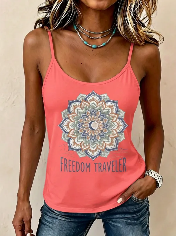 Freedom Traveler Boho Mandala Cami Tank